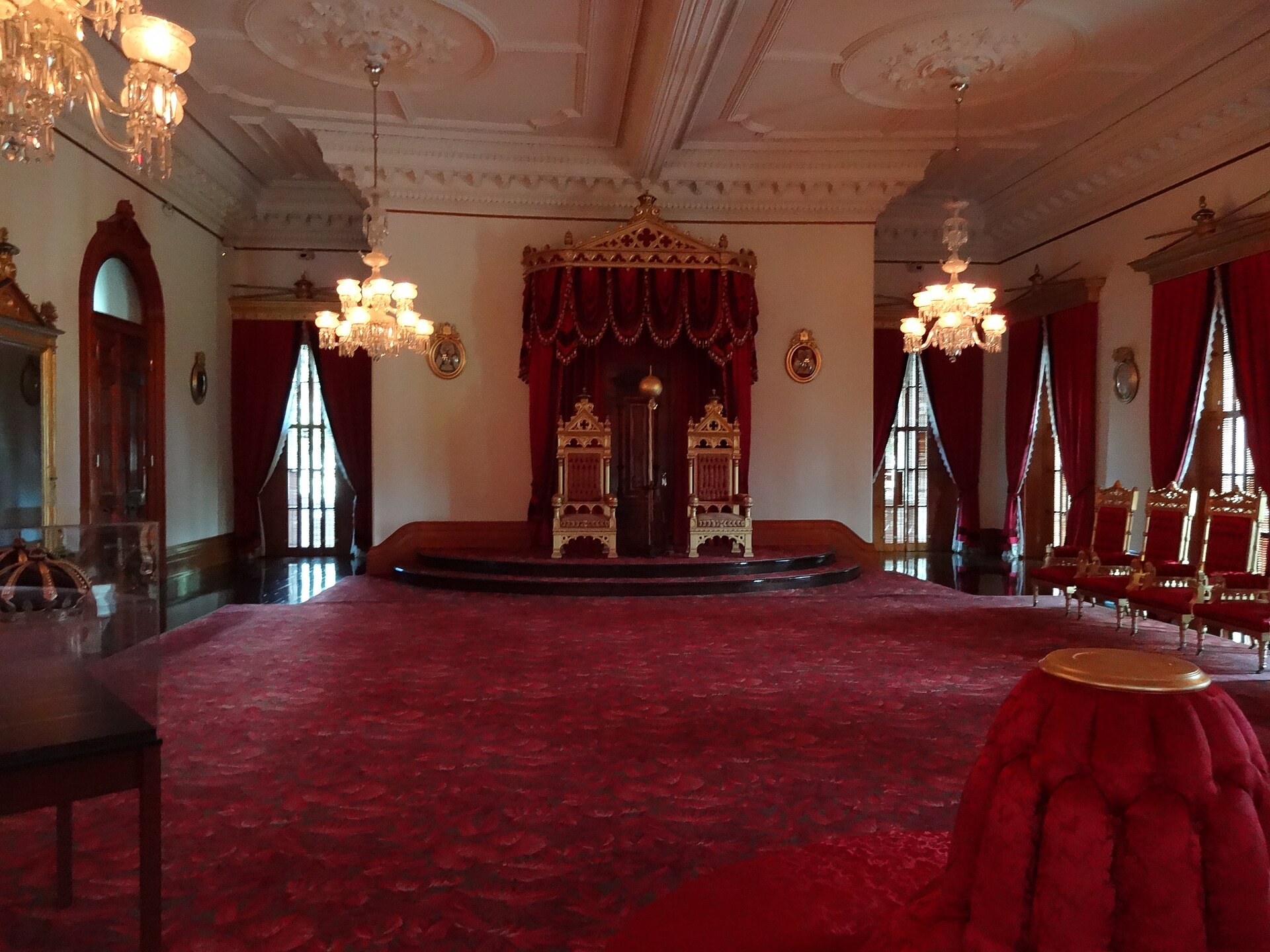Crimson and gold Throne Room inside ʻIolani Palace