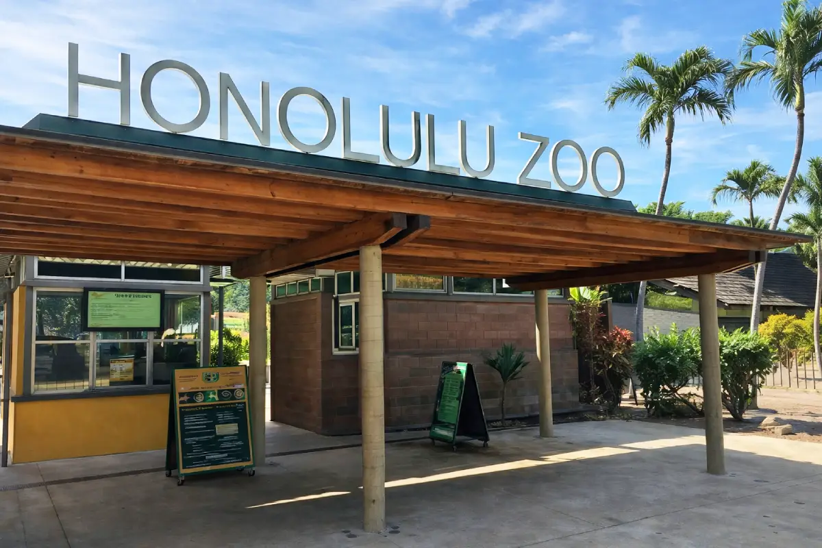 Landscaped entrance to Honolulu Zoo